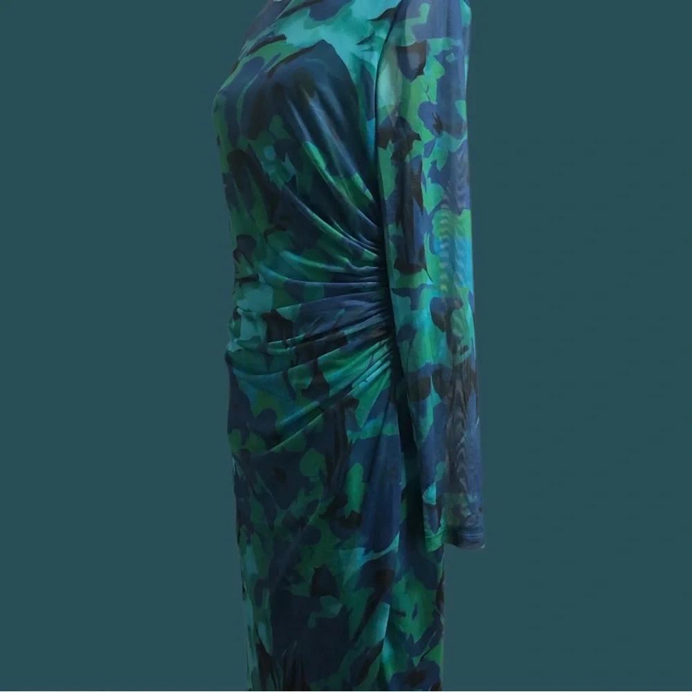 Green and Blue Long Sleeve Bodycon Dress for Night Out - Picture 10 of 15